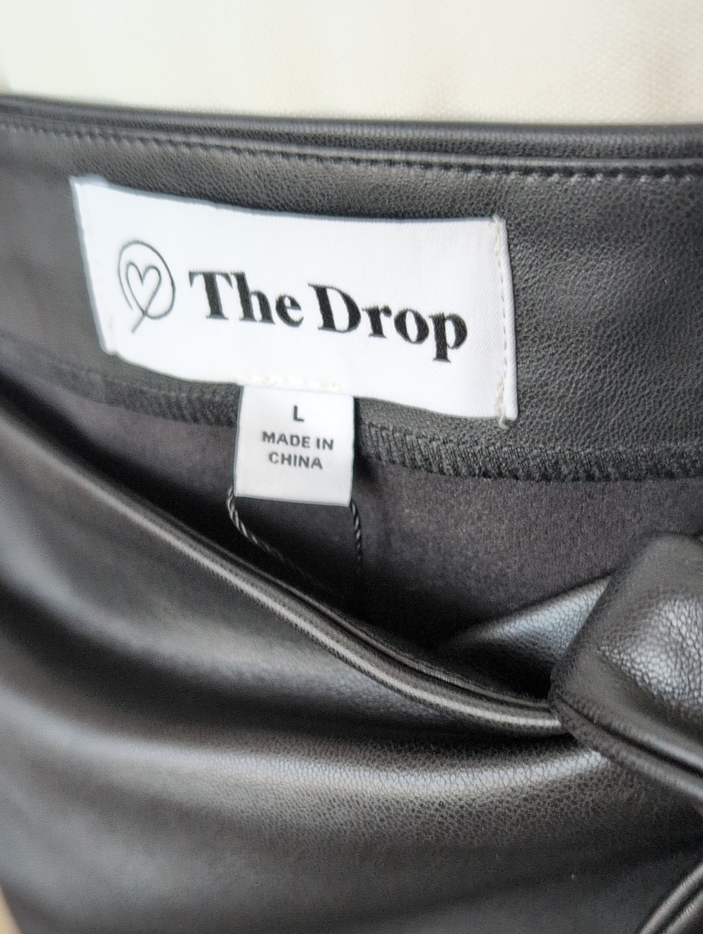 NWT The Drop Black Faux Leather Tie-Waist Midi Skirt - Picture 3 of 8